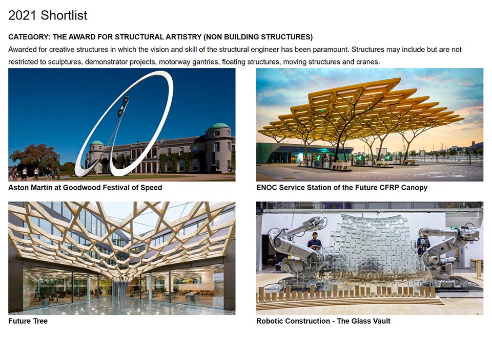 Screenshot of the Structural Awards website