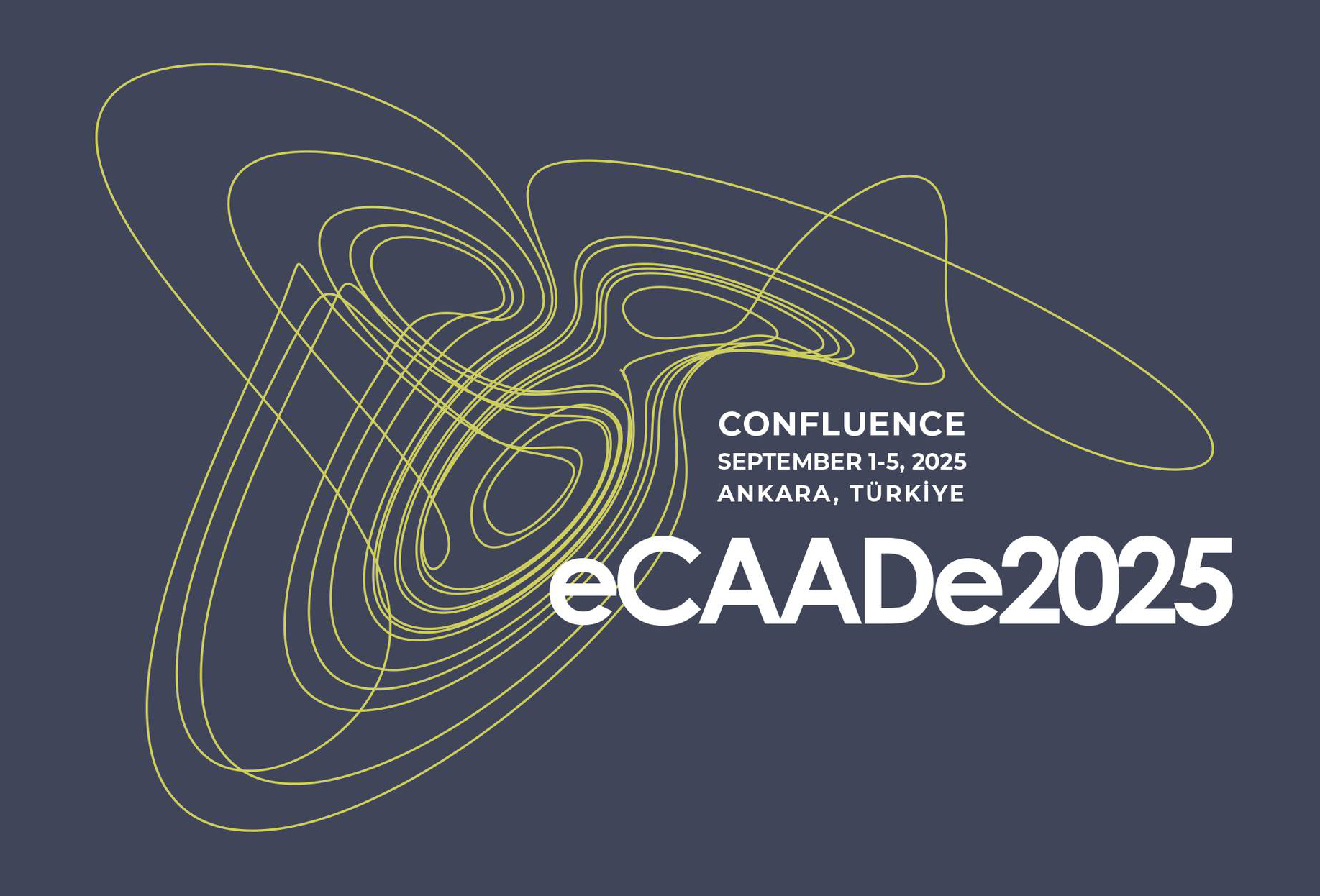 eCAADe 2025 conference banner with robotic fabrication theme