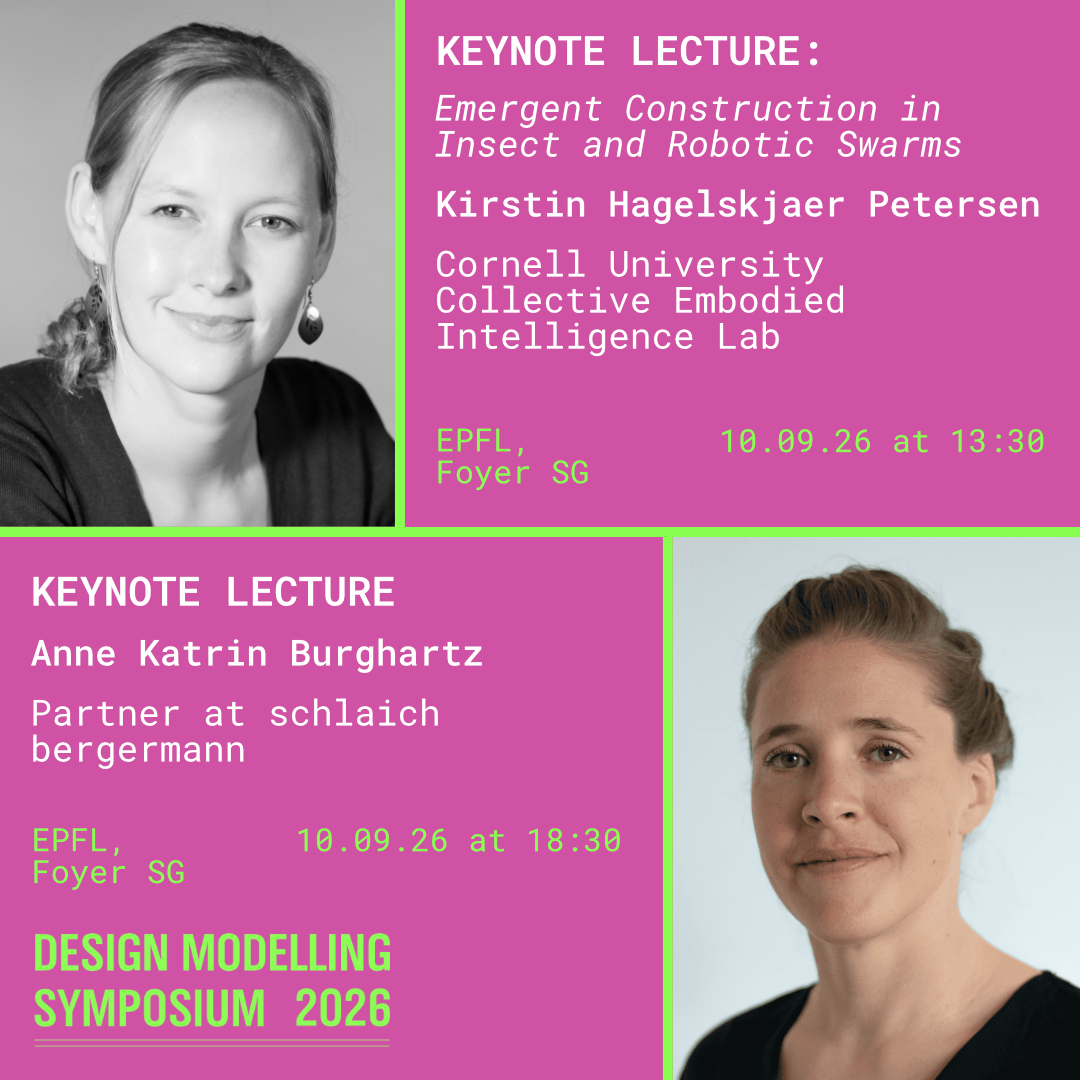 Keynote lecture graphic for Kirstin Hagelskjaer Petersen and Anne Katrin Burghartz at the Design Modelling Symposium 2026